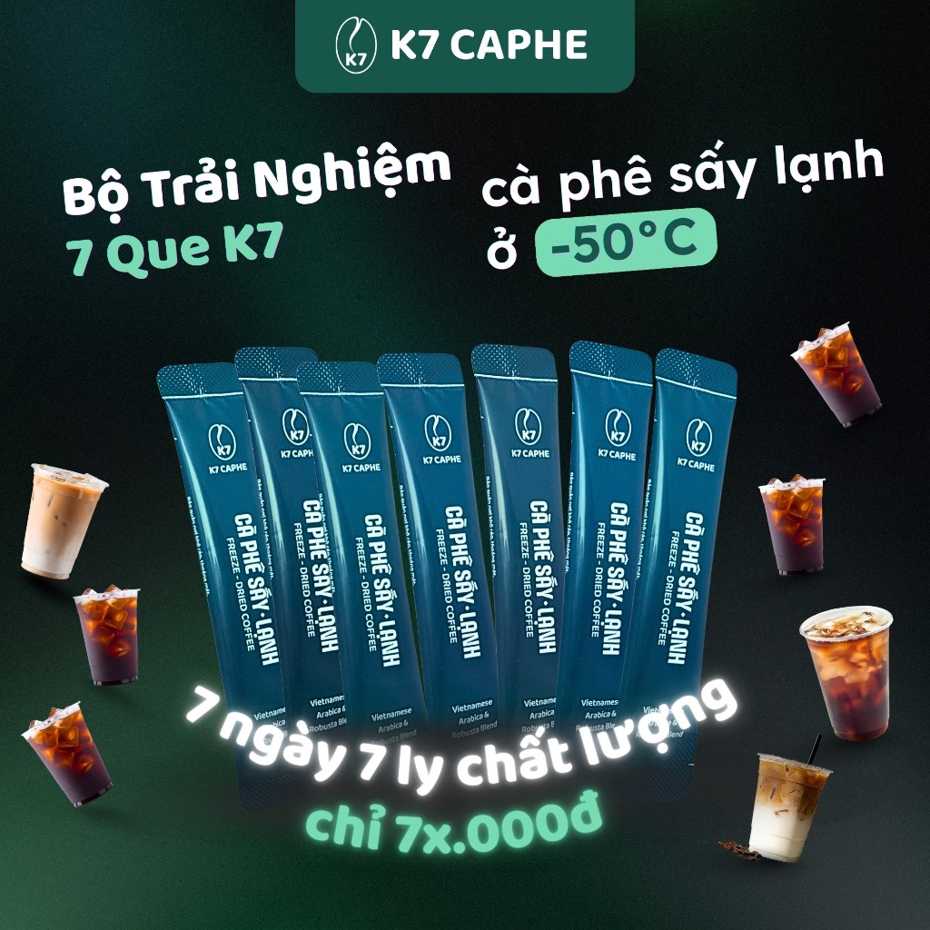 [Trải nghiệm tiết kiệm] Bộ 7 que cà phê sấy lạnh K7 đậm vị ngon như cold brew - 100% Arabica & Robus