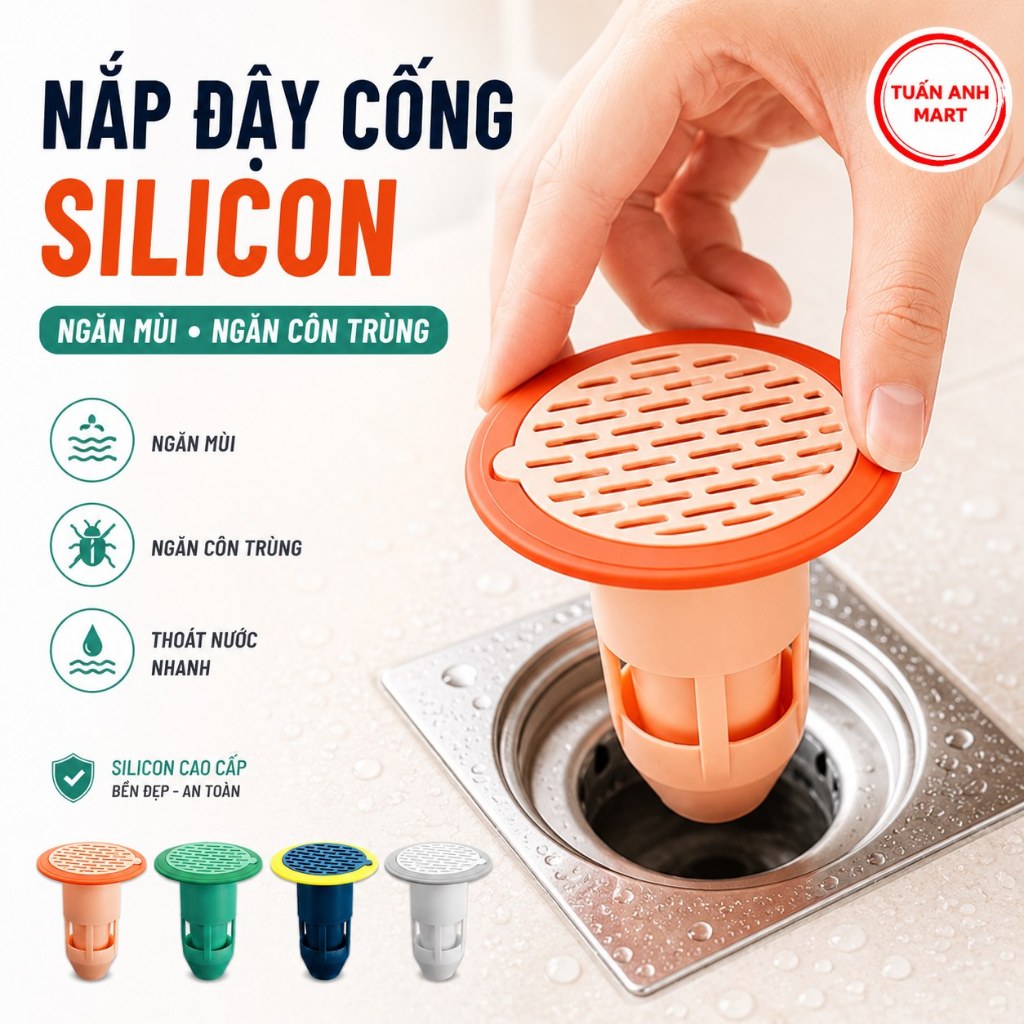 Combo 5 cái Nắp đậy cống thoát nước bằng silicon
