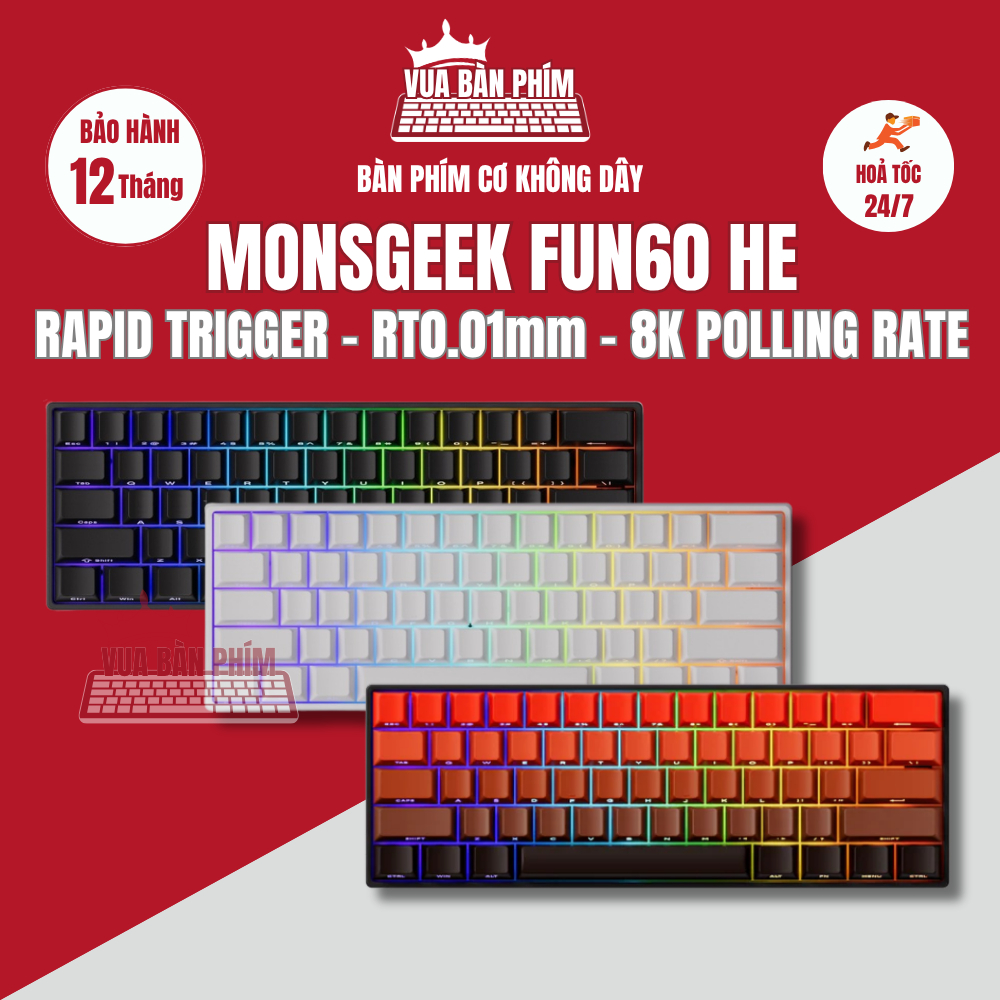 Bàn phím cơ gaming Akko Monsgeek fun60 pro rapid trigger , polling rate 8k , switch từ tính, led rgb, chuyên game fps