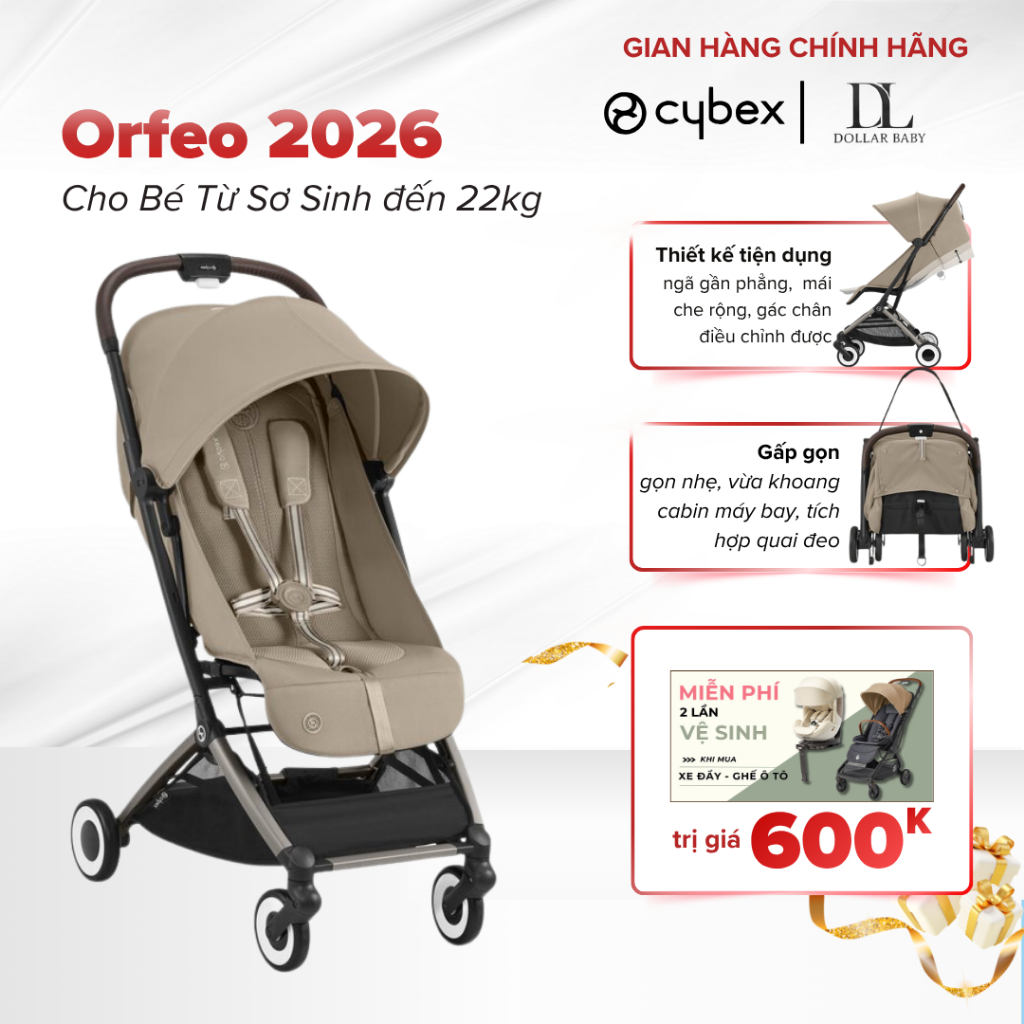 Xe Đẩy Cao Cấp Cybex Orfeo 2026 -  Siêu Nhẹ 6.3kg, Vừa Khoang Hành Lý, 1 Chiều - Chính Hãng Đức