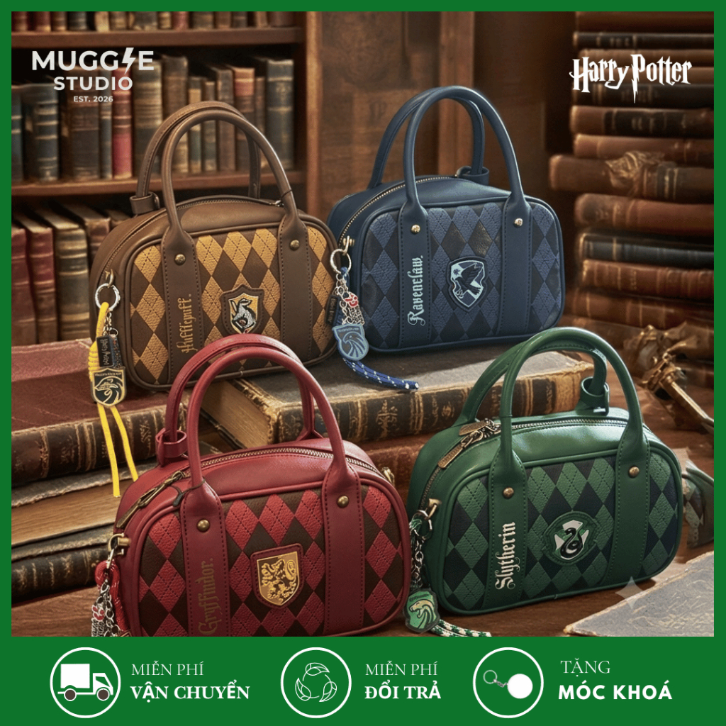 MUGGLE Túi Xách Tay Harry Potter Authentic 4 Nhà Hogwarts Đựng iPad Điện Thoại Canvas Unisex