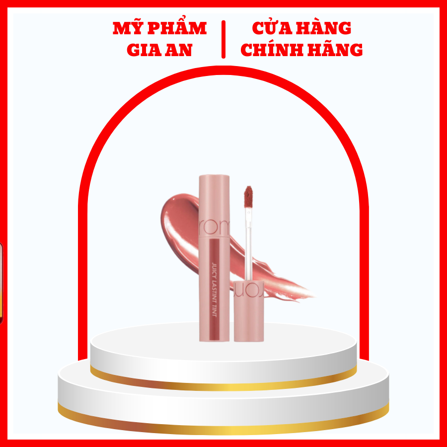 Son Tint Bóng Romand The Juicy Lasting Tint Full Màu 23 Nucadamia (Mood Nude): Màu đỏ nâu nude