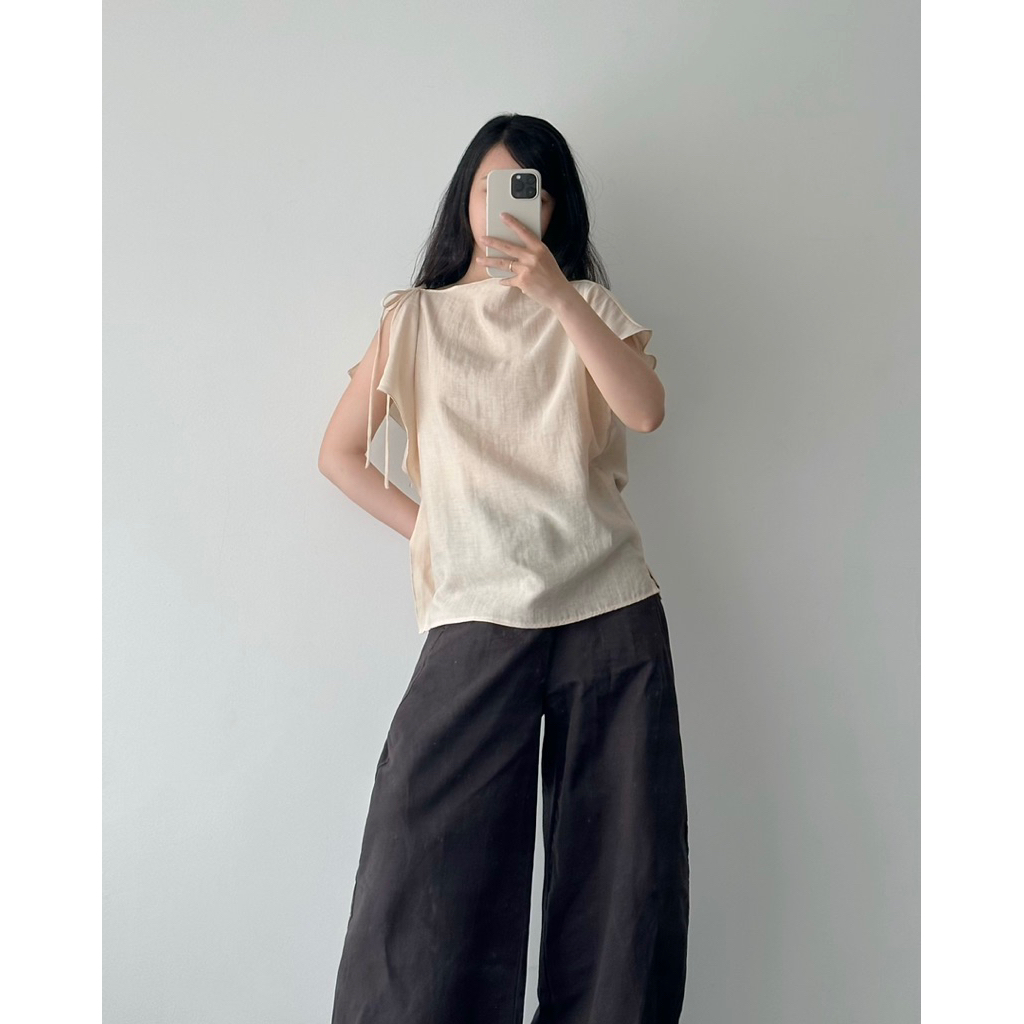 Áo tơ lệch vai kiểu nữ (2 lớp vải tơ)- Myna top