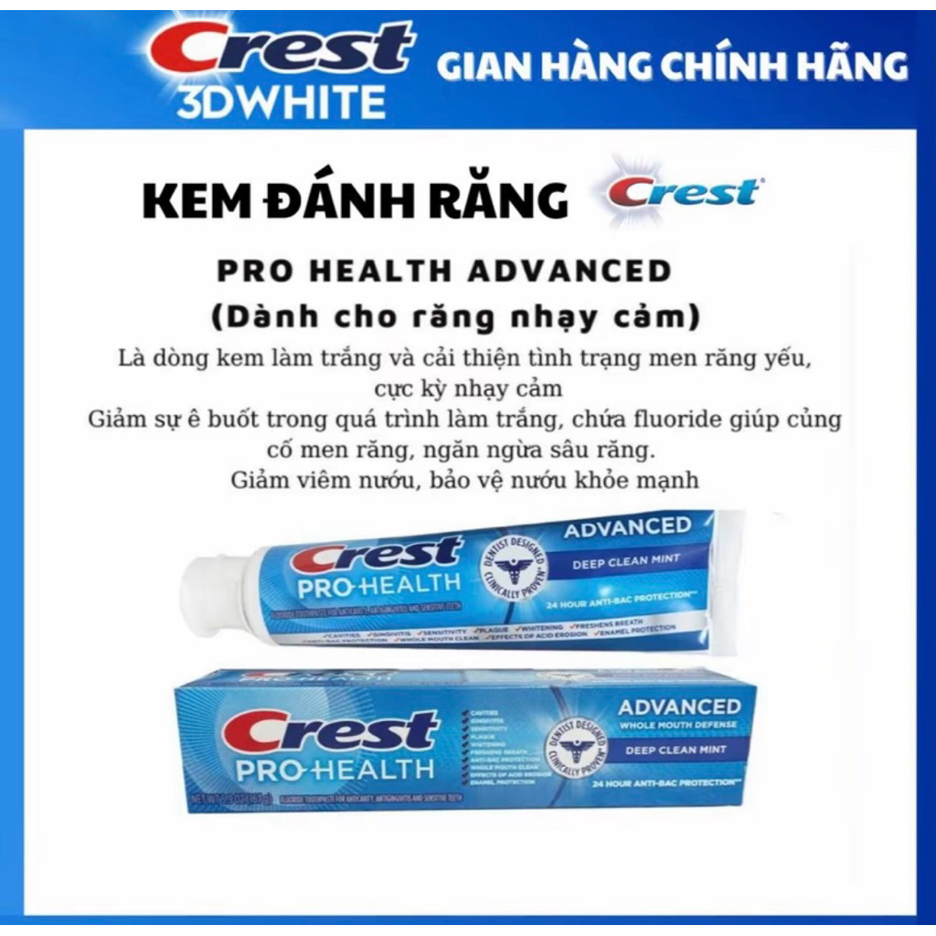 Kem Đánh Răng Crest Pro Health 164gr