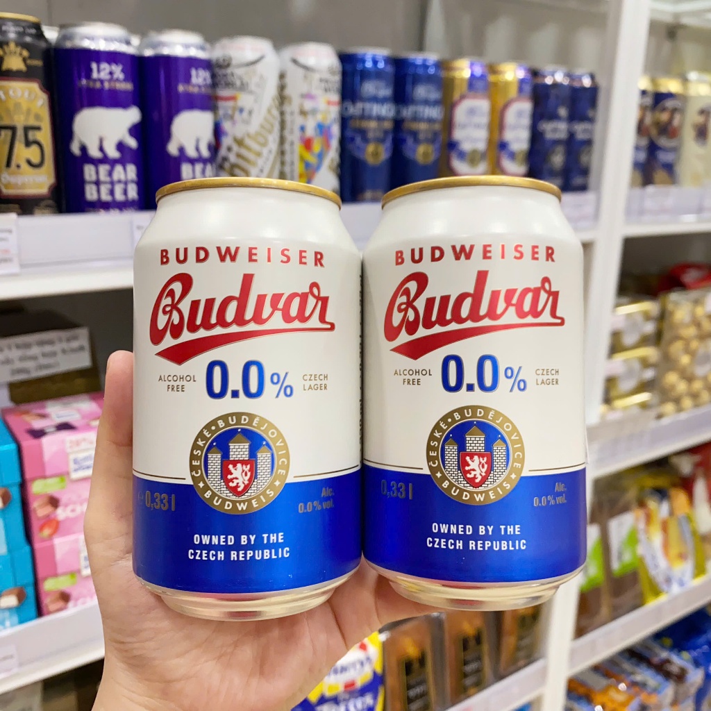 Bia Budvar Budweiser 0.0% bia vàng không độ lon 330ml- combo 2 lon 4 lon thùng 24 lon- Xuất xứ Cộng 