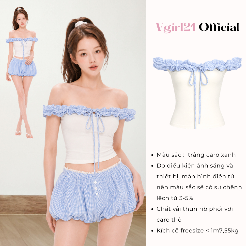 [DEAL MỞ BÁN] SunA Top - Áo kiểu nữ VGIRL21 bẹt vai viền bèo - Viền tầng bèo có dây cột điều chỉnh | BigBuy360 - bigbuy360.vn