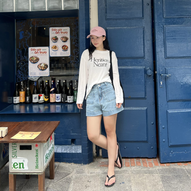 Quần short túi hộp gấu 4cm chất Jeans cotton phong cách basic Hàn Quốc S26THOP | BigBuy360 - bigbuy360.vn