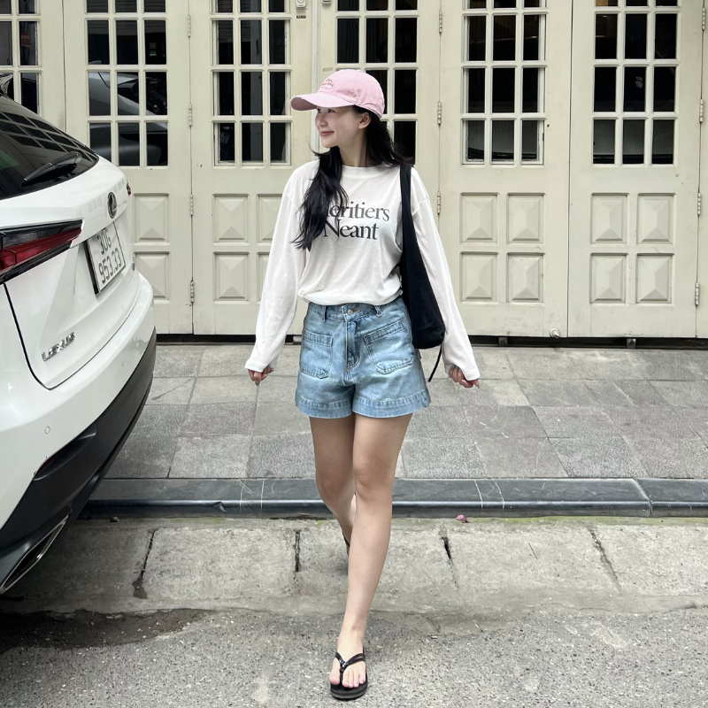 Quần short túi hộp gấu 4cm chất Jeans cotton phong cách basic Hàn Quốc S26THOP | BigBuy360 - bigbuy360.vn