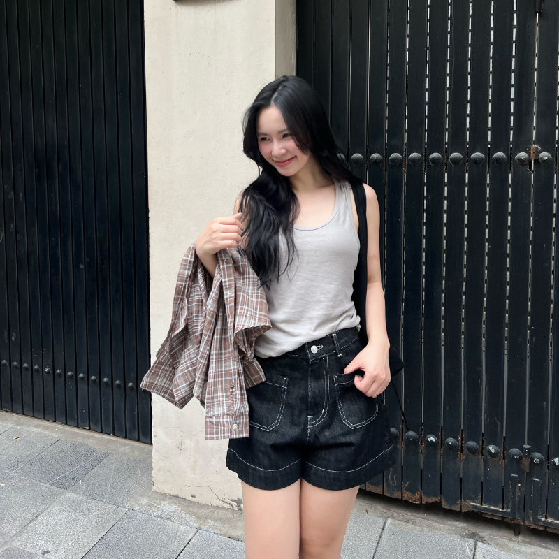 Quần short túi hộp gấu 4cm chất Jeans cotton phong cách basic Hàn Quốc S26THOP | BigBuy360 - bigbuy360.vn