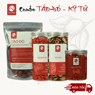 Combo Ưu Đãi Táo Đỏ Kỉ Tử Đỏ Chính Hãng 100% Hòa Nhiên, Kỷ Tử Đỏ Táo Tàu Pha Trà Hoa Cúc Long Nhãn
