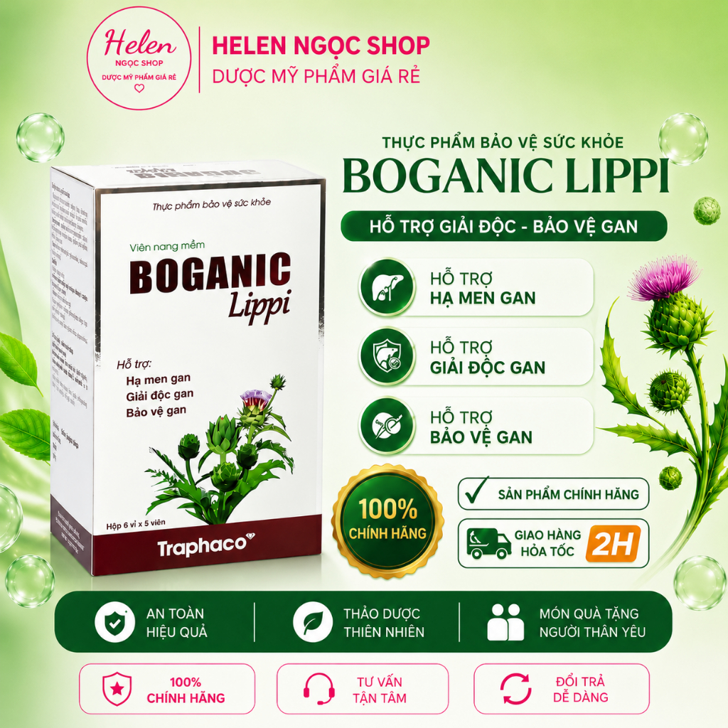 Boganic Lippi Traphaco - Hỗ Trợ: Giải Độc Mát Gan, Hạ Men Gan, Giảm Mỡ Máu, Tăng Cường Chức Năng Gan