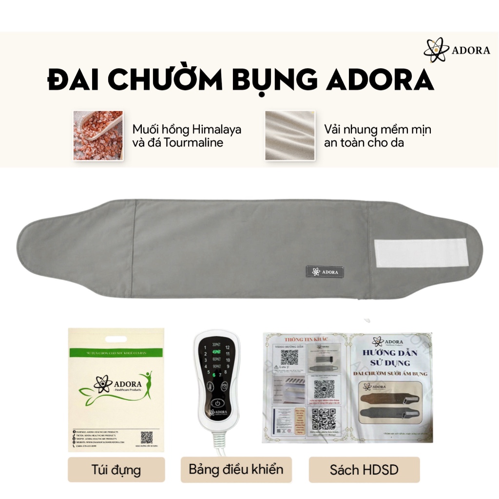 Đai Chườm Bụng ADORA | Túi Chườm Ấm Ngải Cứu & Muối Himalaya Hỗ Trợ Giảm Đau Khi Tới Tháng, Cải Thiện Đau Lưng, Bụng | BigBuy360 - bigbuy360.vn