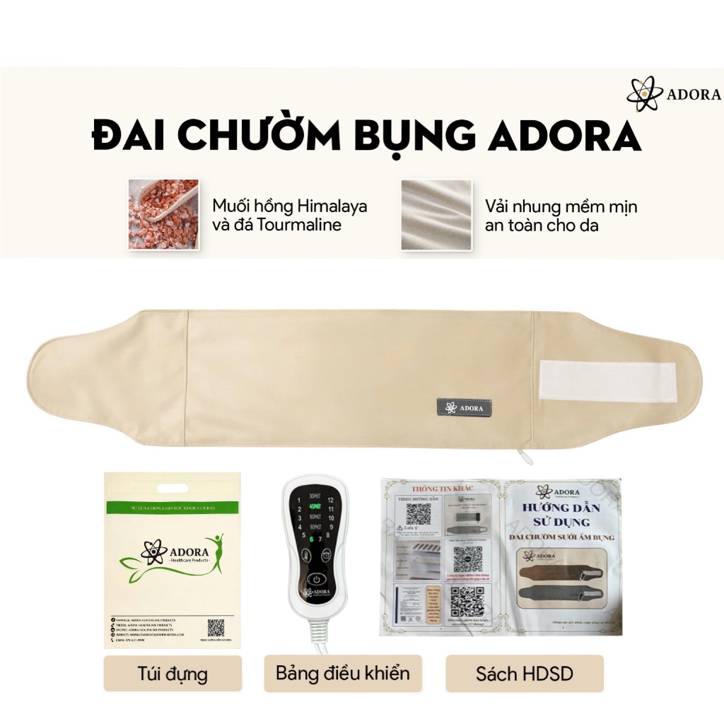 Đai Chườm Bụng ADORA | Túi Chườm Ấm Ngải Cứu & Muối Himalaya Hỗ Trợ Giảm Đau Khi Tới Tháng, Cải Thiện Đau Lưng, Bụng | BigBuy360 - bigbuy360.vn