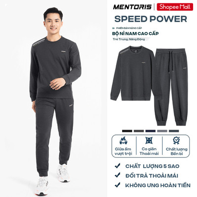 Bộ Quần Áo Nỉ Nam MENTORIS Vải Nỉ Cao Cấp, Không Bai Xù, Giữ Form Đẹp, Form Regular Fit MCBN25W001