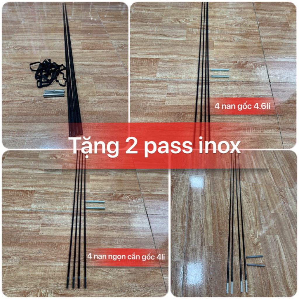 Combo 4 nan cacbon làm Diều 1m2, 1m3, 1m5 & 1m7 tặng kèm pass inox