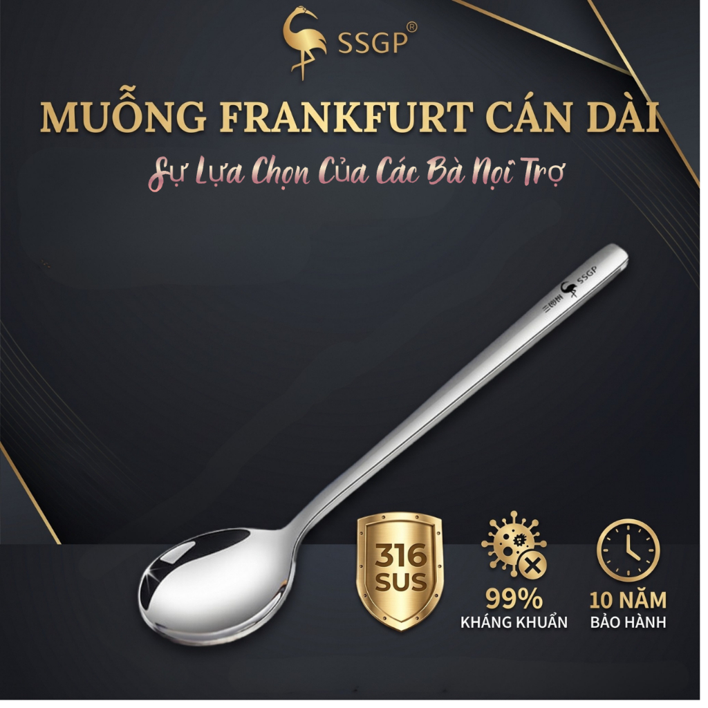 Muỗng cán dài Inox 316 cao cấp SSGP, Thìa inox, Muỗng ăn inox 304 Muỗng cafe, Thìa ăn cơm