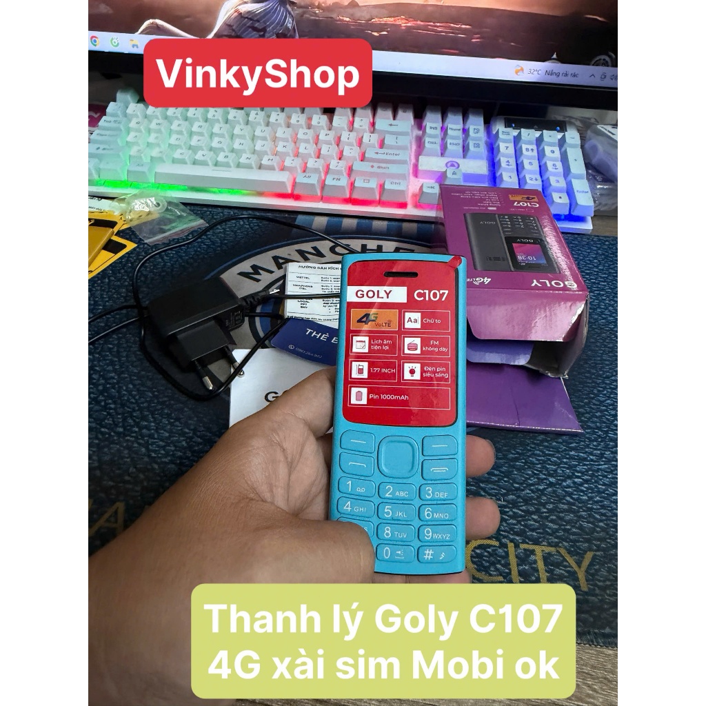 Thanh Lý Điện Thoại Goly C107 4G CŨ - Xài sim Mobi ok còn bảo hành Fullbox