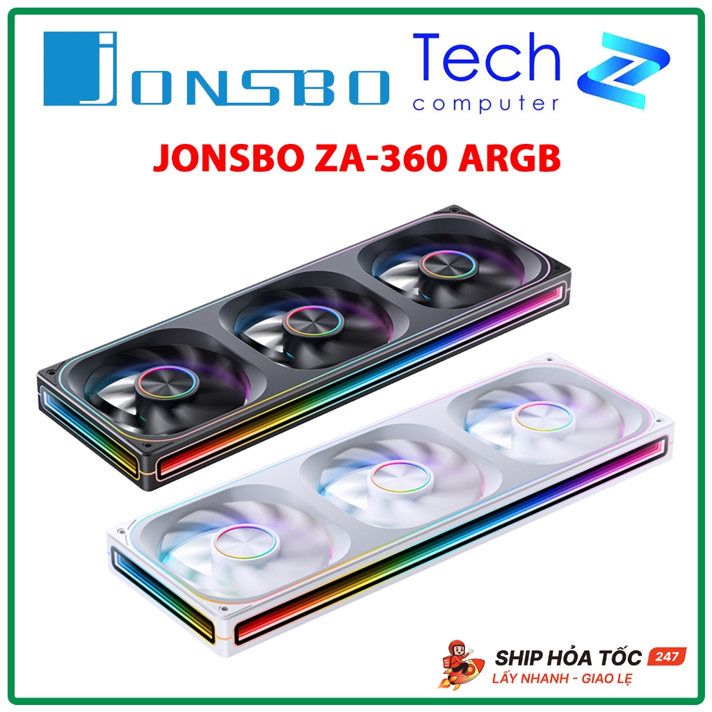 Quạt Case JONSBO ZA-360 Series Đèn LED ARGB Fan Xuôi / Fan Ngược Đen Trắng Chính Hãng