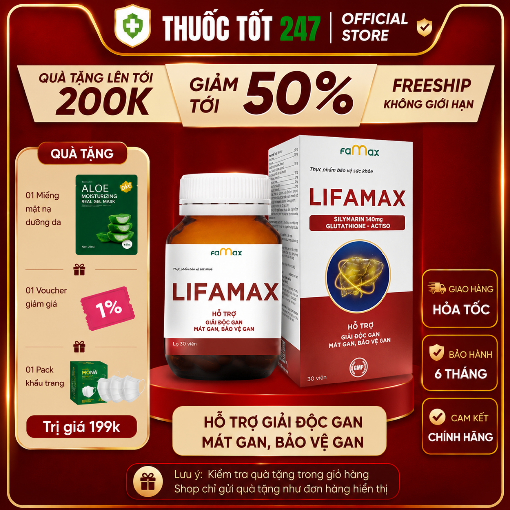 Giải Độc Gan Lifamax Giải Độc Gan, Mát Gan, Bổ Gan, Phục Hồi Chức Năng Gan (Hộp 30 Viên) thương hiệu