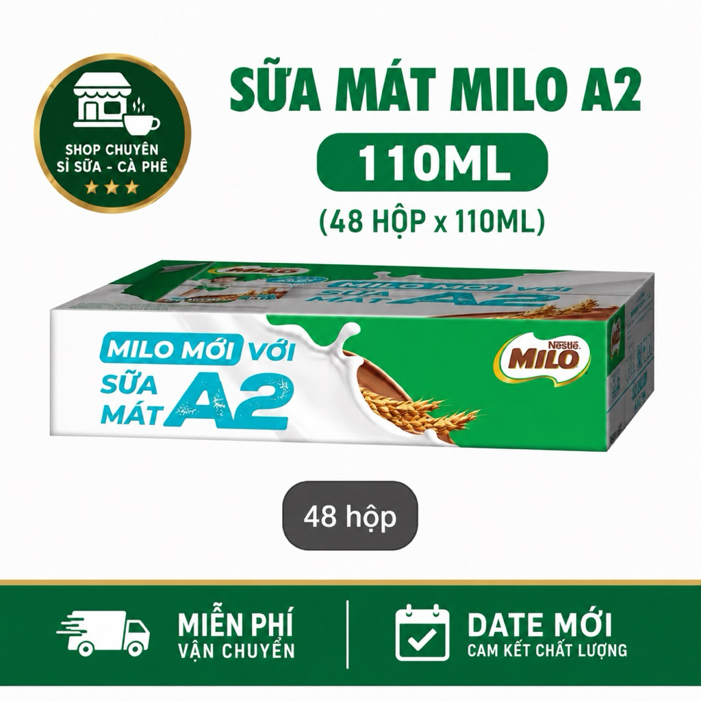 Sữa Milo A2 110ML Giúp Bé Phát Triển (48Hộp x 110ML) DATE MỚI