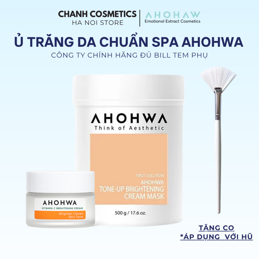 Mặt nạ ủ trắng AHOHAW dạng kem Tone-up Brightening Cream Mask hũ 500g - Chính Hãng CHANH COSMETICS
