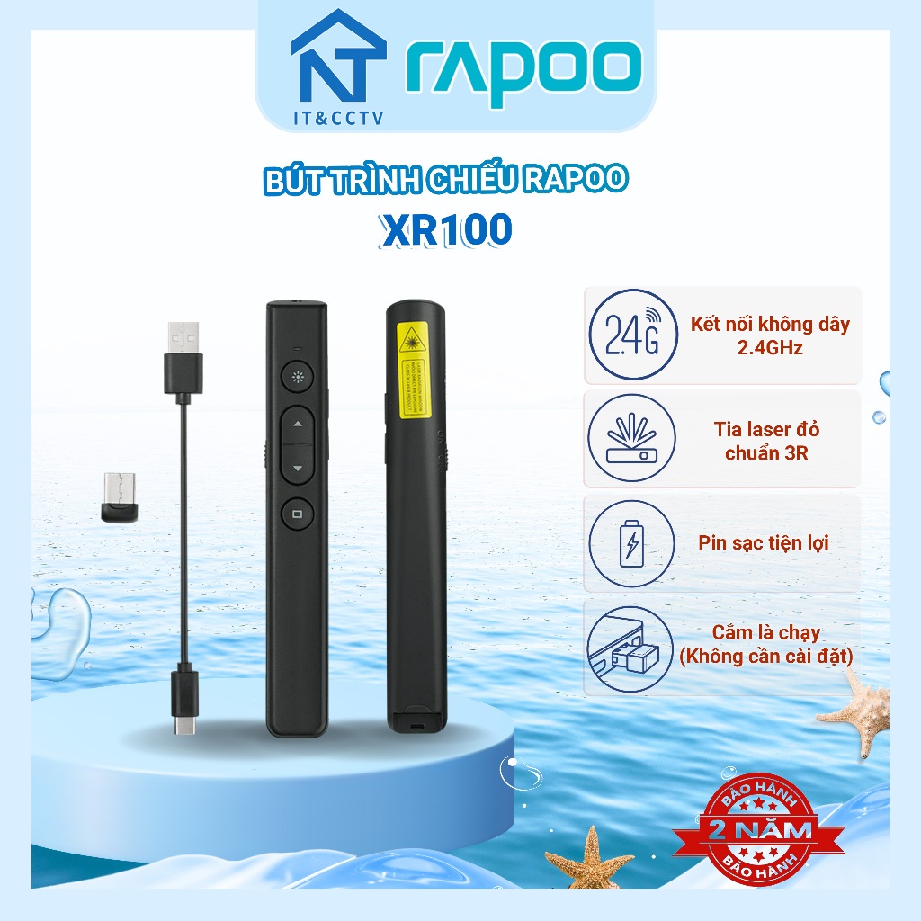[Rapoo Chính Hãng] Presenter Rapoo XR100/XR200/XR310 – Bút Trình Chiếu Laser Không Dây
