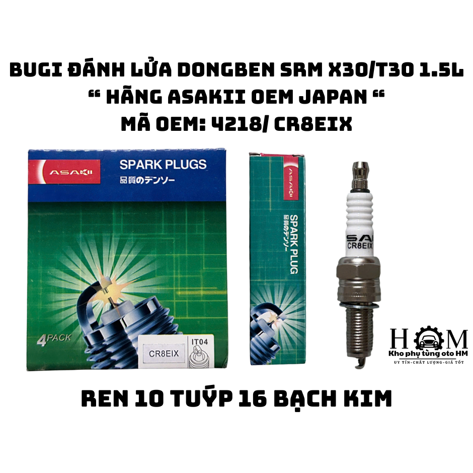 BUGI ĐÁNH LỬA DONGBEN X30/T30 ASAKII XỊN – BẠCH KIM CR8EIX | OEM 4218 | BỘ 4 CÁI
