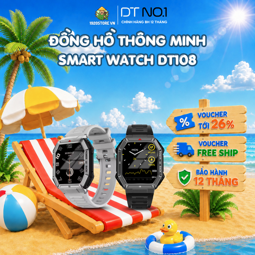 【Hỏa Tốc HCM】Đồng Hồ Thông Minh DT NO.1 Smart Watch DT108 Màn hình 1.96 Inch, Gọi Qua Bluetooth, 150