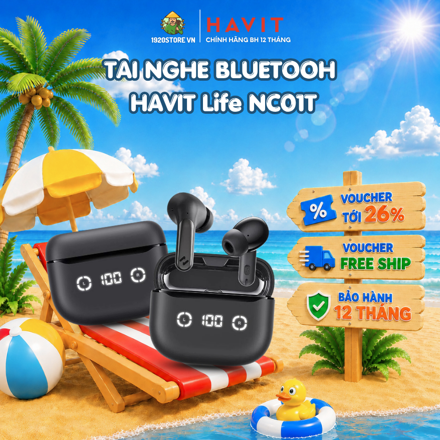 【Hỏa Tốc HCM】Tai Nghe TWS HAVIT LIFE NC01T, Model TW984, BT 5.4, Chống Ồn ANC, 4 Mic ENC, Độ Trễ 55m