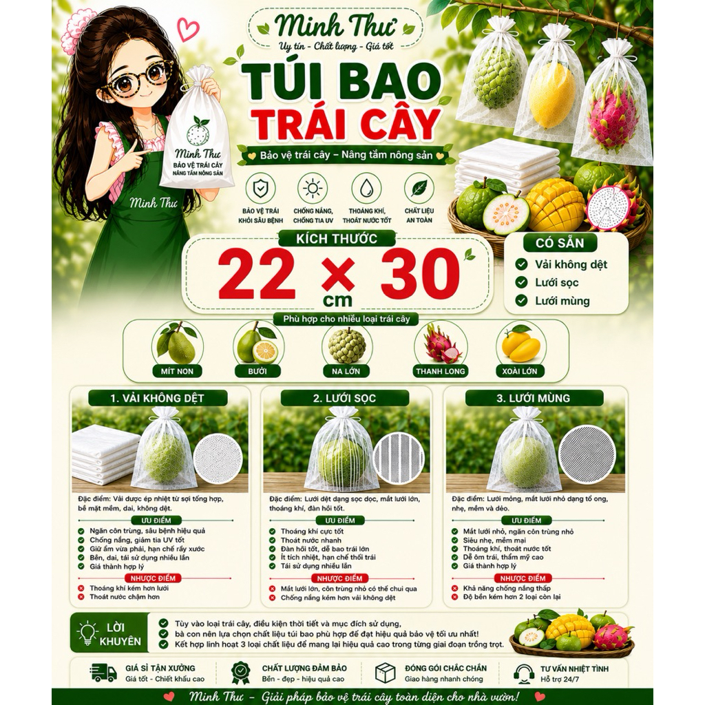 Túi bao trái ( 22x30 ) - 100 túi