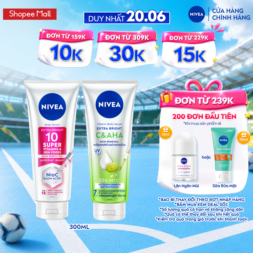Serum Dưỡng Thể NIVEA 10 Super Vitamins & Skin Foods Sáng Da/Vitamin Extra Bright C&AHA Dưỡng Sáng (