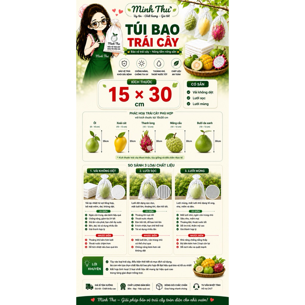Túi bao trái ( 15x30 ) - 50 túi lẻ
