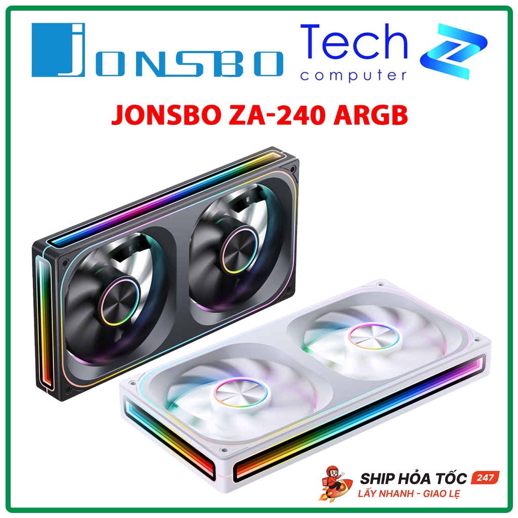 Quạt Case JONSBO ZA-240 Series ARGB 120mm PWM Fan Xuôi / Fan Ngược Đen Trắng Chính Hãng