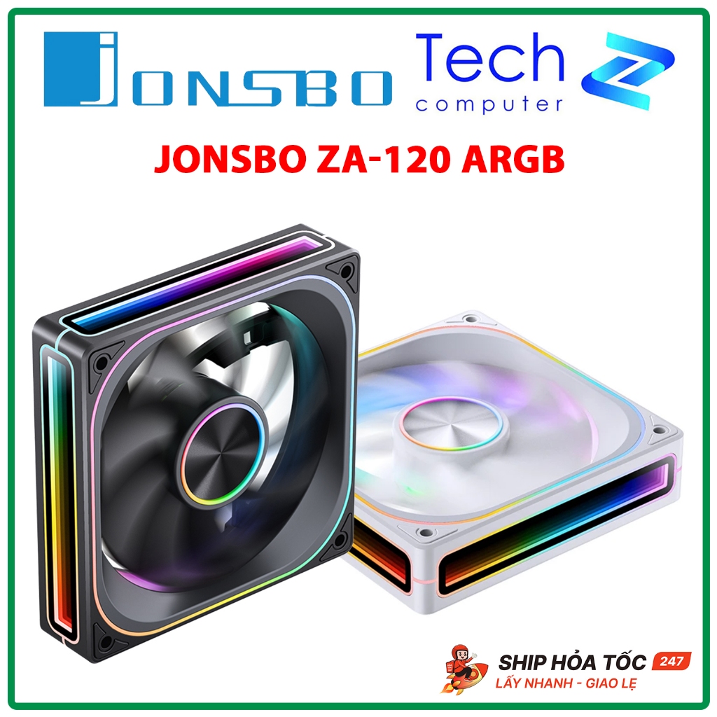 Quạt Case JONSBO ZA-120 ARGB Infinity 120mm PWM Fan Xuôi / Fan Ngược Đen Trắng Chính Hãng