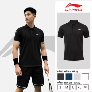 Áo polo nam Li-Ning 8 MÀU, Áo nam vải thể thao mát co giãn 4 chiều, thấm hút, không nhàu Regular Fit