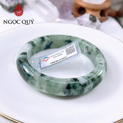 Vòng cẩm thạch A Myanmar - Ngọc phỉ thúy type A bản hẹ sơn thủy ni 56 VL98 (kèm kđ type A) - Ngoc Quý