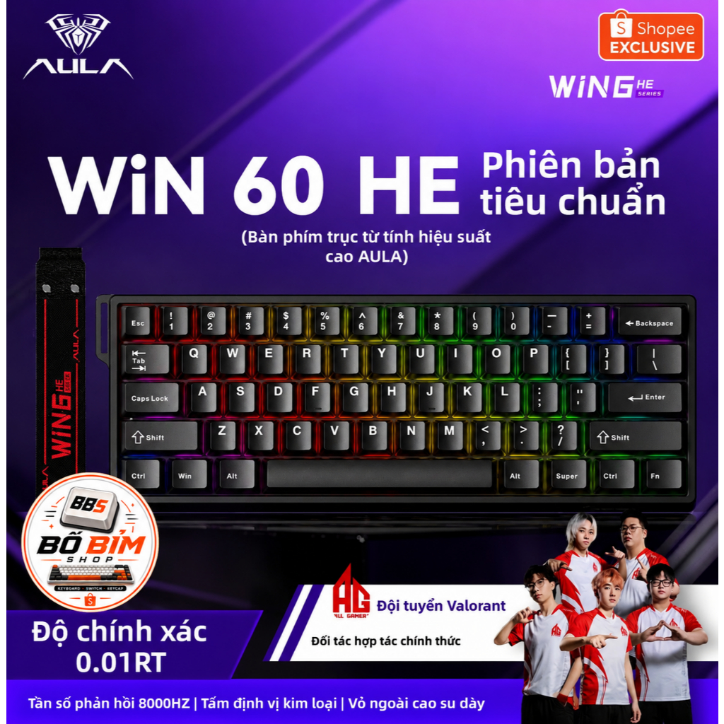 🔥Bàn Phím Cơ AULA WIN 60 HE | Rapid Trigger | Hall Effect | 8K Polling Rate | RGB | Gaming FPS | BigBuy360 - bigbuy360.vn
