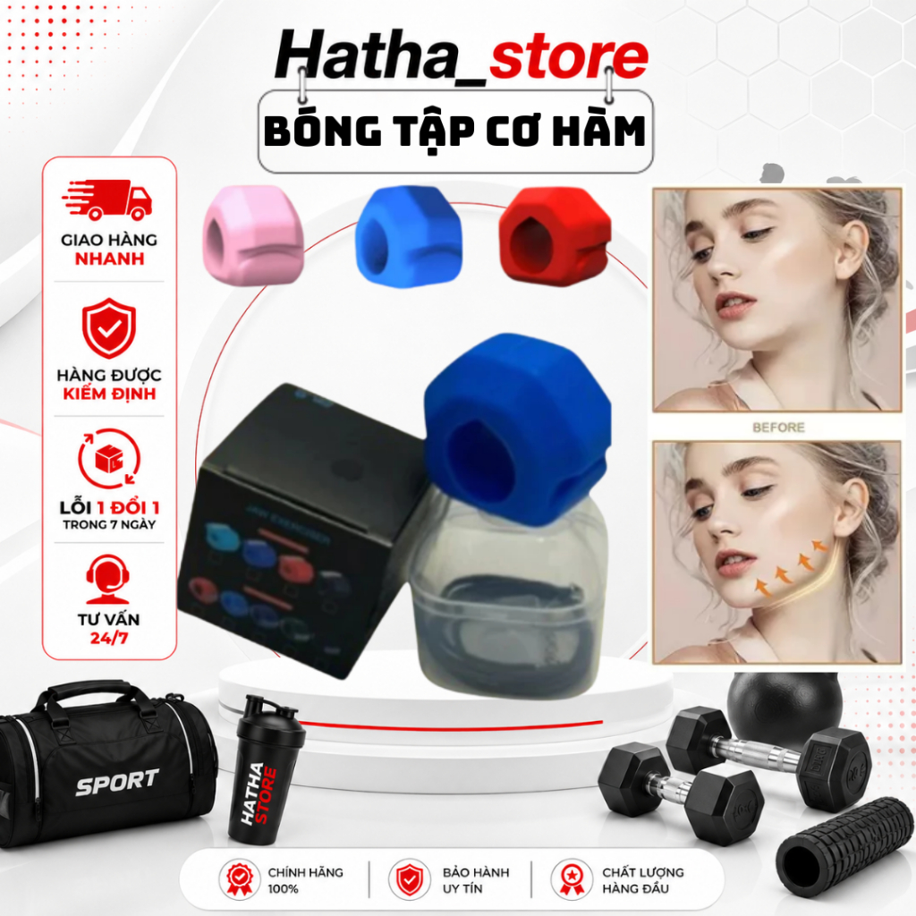Bóng Tập Cơ Hàm Jawsize Chính Hãng, Dụng Cụ Tập Chewing, Mewing, Jawliner AHA