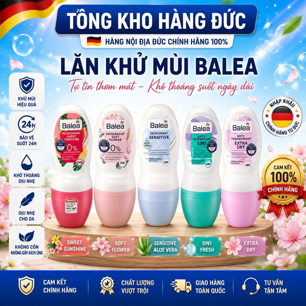 [Siêu Khô Thoáng ]Lăn Khử Mùi Balea Đức 50ml