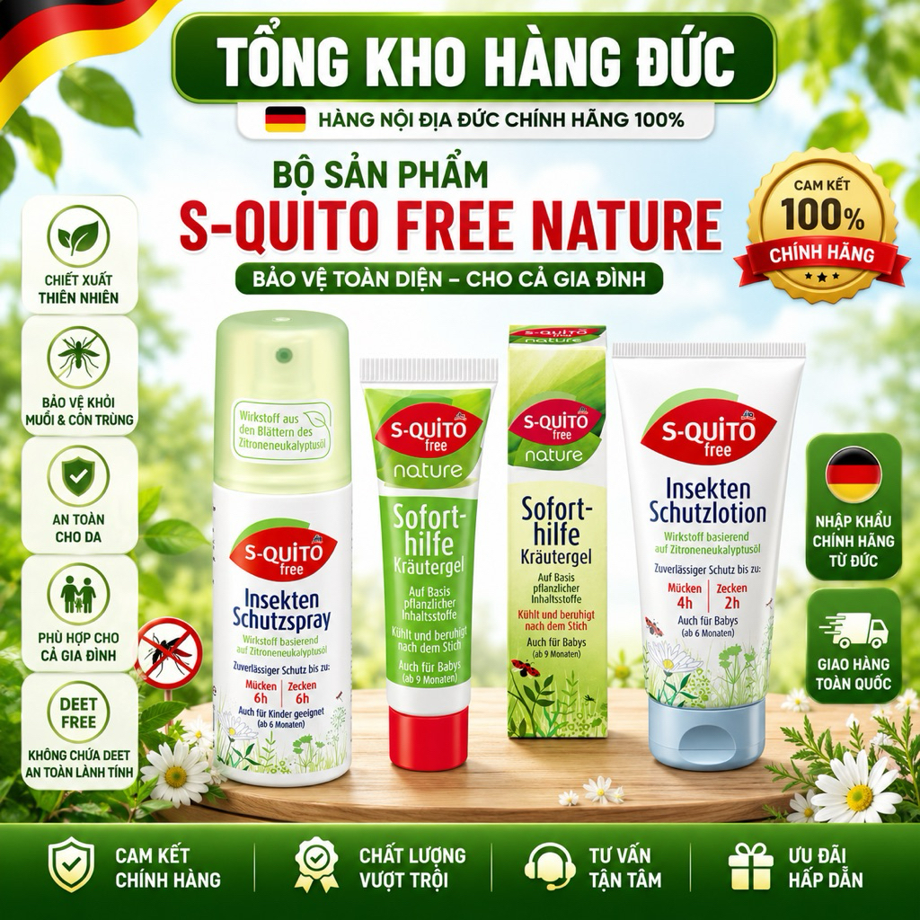 [MẪU MỚI NHẤT] Kem chống muỗi và côn trùng Squito Free (S-quito Free) của Đức
