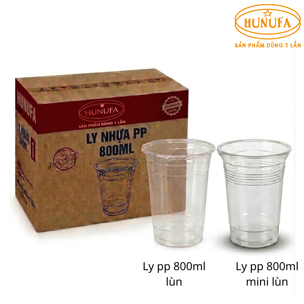 [SIÊU RẺ] 300 Ly Nhựa PP Hunufa 800ml Lùn & 800ml Mini Lùn–Ly Nhựa Dùng 1 Lần Đựng Trà Tắc, Nước Mía