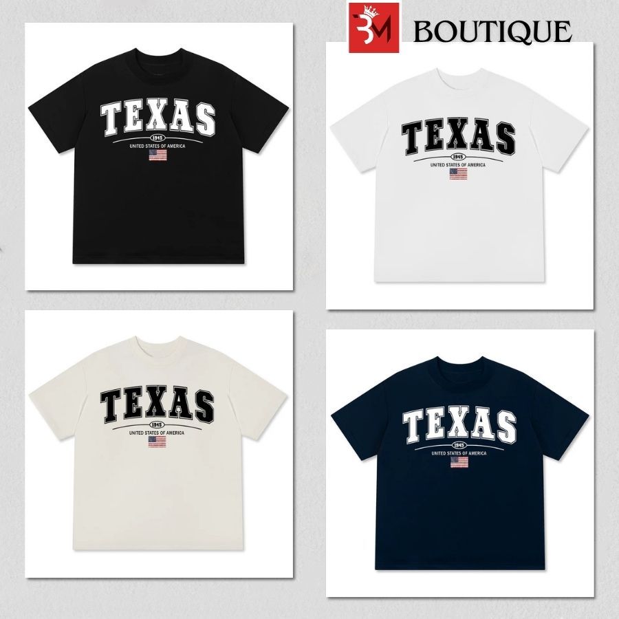Áo Phông Texas USA Form Unisex Nam Nữ Vải Cotton 250gsm Áo Thun USA Texas 582299