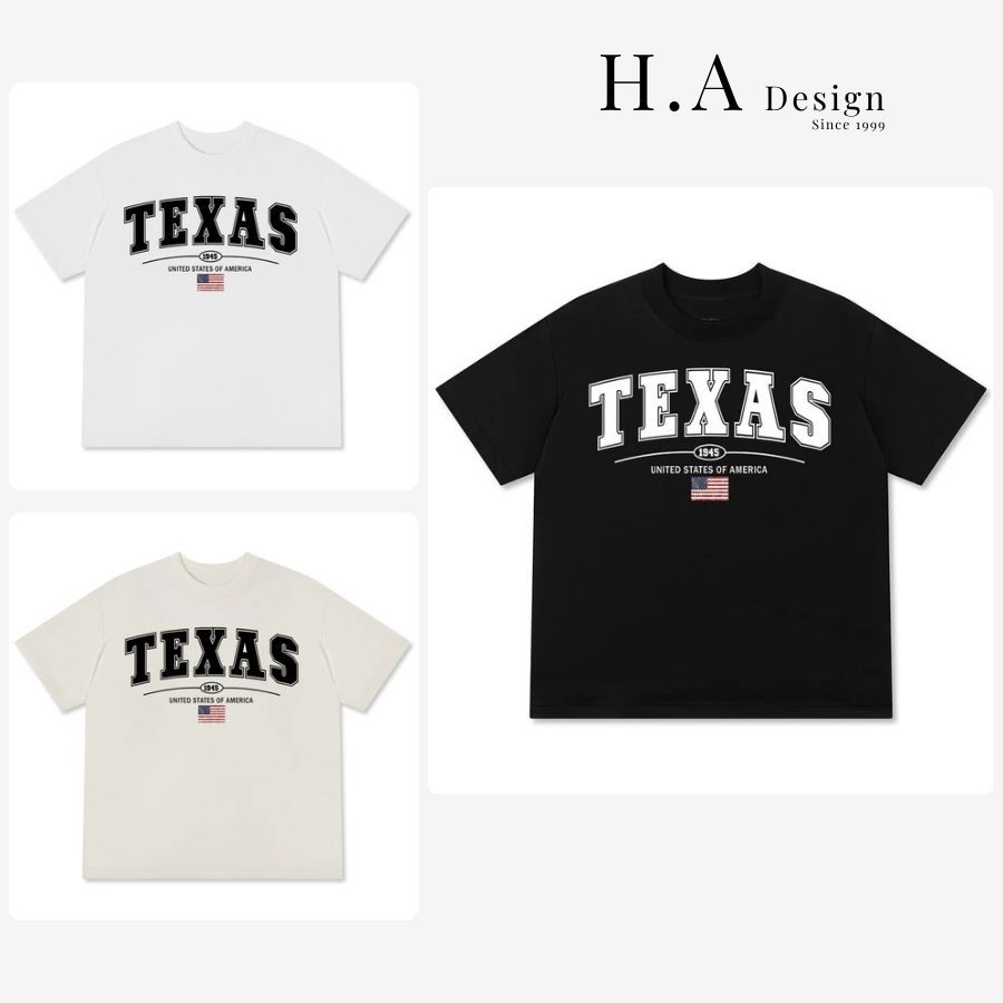 Áo Thun USA Texas 1945 Form Unisex Nam Nữ Vải Cotton 250GSM Áo Phông USA Texas 582299