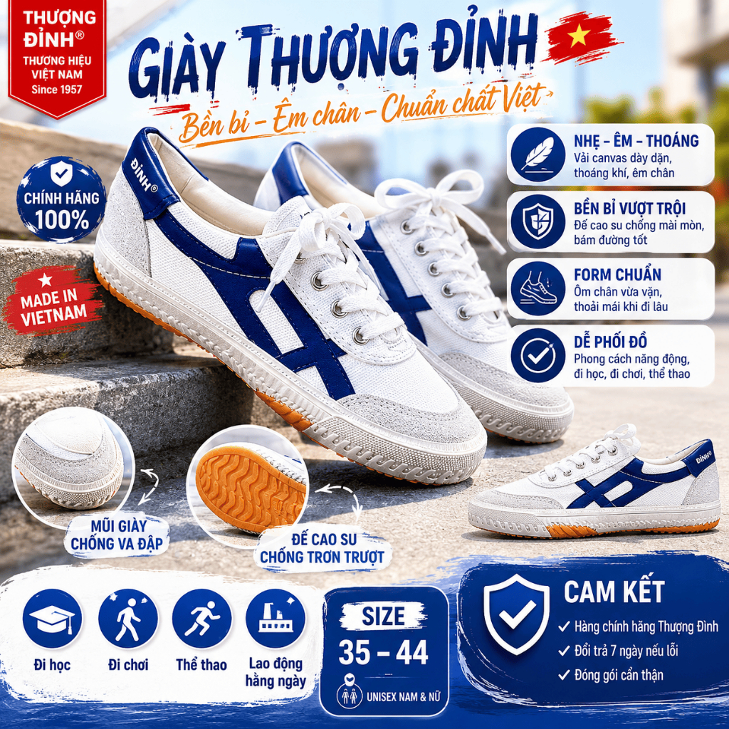 Giày thượng đình ASEAN, bền đẹp, chạy bộ, đá bóng, tính ứng dụng cao