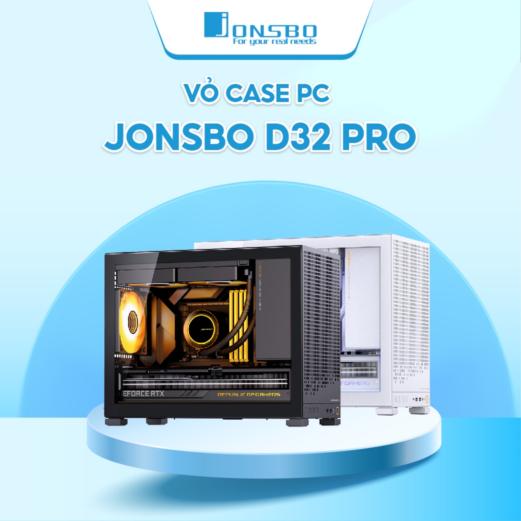 Vỏ Case PC JONSBO D32 PRO Black – Hỗ trợ Micro-ATX, ITX | Mặt Kính | Radiator 240mm | GPU 365mm