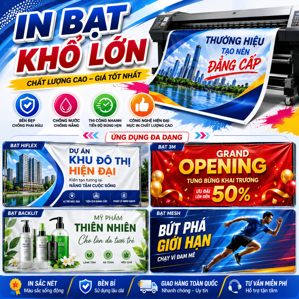 In Bạt Hiflex Khổ Lớn Theo Yêu Cầu - In Sắc Nét, Bền Màu
