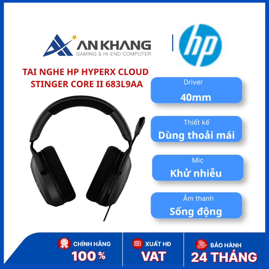 Tai nghe HP HyperX Cloud Stinger Core II | Gaming Headset 40mm | 683L9AA