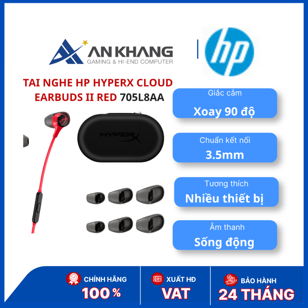 Tai nghe HP HyperX Cloud Earbuds II Red | Gaming In-ear | 3.5mm | 705L8AA