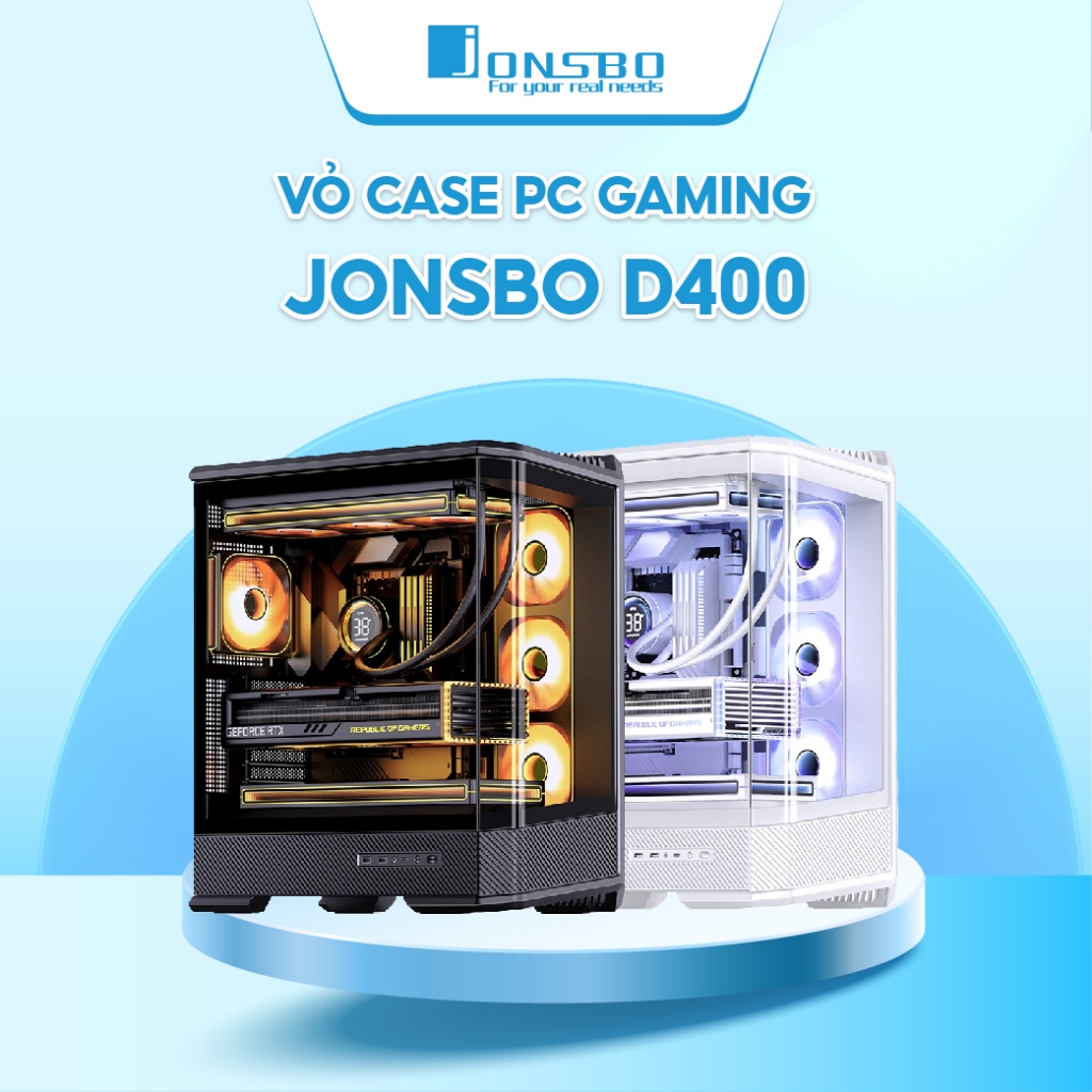 Vỏ Case PC Gaming Jonsbo D400 Black ATX M-ATX ITX – Hỗ Trợ Tản Nhiệt Nước 360mm, Kính Cường Lực