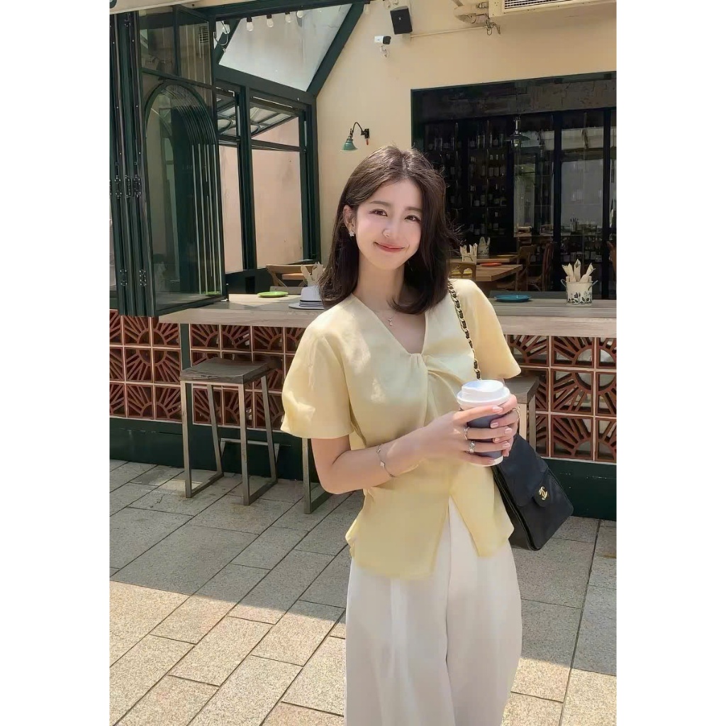 𝗔𝗱𝗮 𝗟𝗶𝗻𝗲𝗻 -|BEELY| - Áo Linen Tơ xoắn ngực